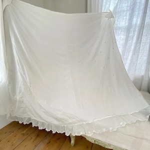 86x78 large lace POLKA DOTS Antique curtain French White Tambour lace Cornely designUnique window treatment eco-friendly