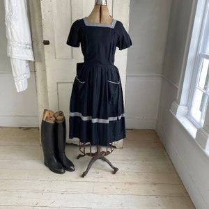 1940&#39;s French dress black cotton fashion dress vintage dress Boho steampunk eco-friendly