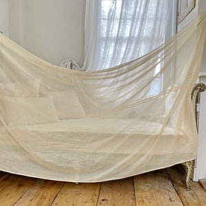 PER YARD ( multiple+ yards available )  French SHEER  Vintage Voile fabric material cloth see through cream toned for clothing eco-friendly