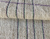 RARE purple and green Grain Sack Fabric Linen Feedsack Grainsack stripes Vintage bag hemp striped textile European washed Fabric