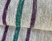 Soft Grain Sack Fabric Linen Feedsack Grainsack stripes Vintage bag hemp striped textile European washed Fabric