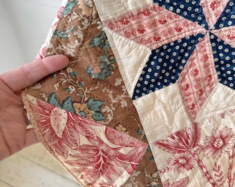 96x89 アンティーク パッチワーク キルト 壁掛け アート 軽量 大きな星