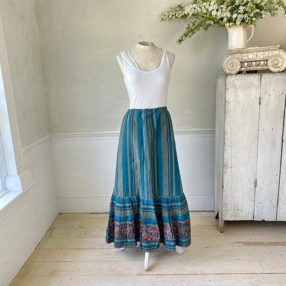 Blue and Green Pleated Skirt 1910s-1920s Multicol… - image 3