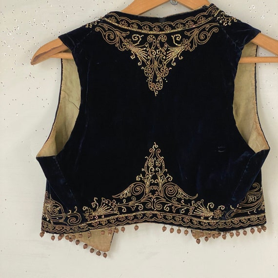AMAZING antique vest velvet 19th century beaded g… - image 7