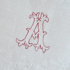 INCREÍBLE juego de servilletas de mantel, 12 servilletas, un monograma inicial hecho a mano, lino damasco c1890, suave, estilo rústico, estilo rústico, decoración del hogar
