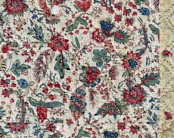 1700年代のフランスアンティークキルトピケBoutis Jouy en josas Toile