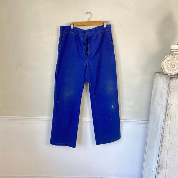 Vintage Faded Blue denim pants work wear 1950s wo… - image 2