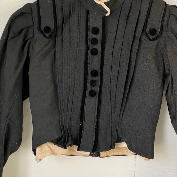 1880s Silk and Wool Black Bodice French Antique C… - image 3