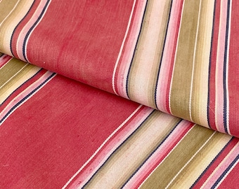 Distressed ticking French fabric vintage 1920s red stripes striped sewing projects pillows cutting fabric Textile Trunk eco-friendly