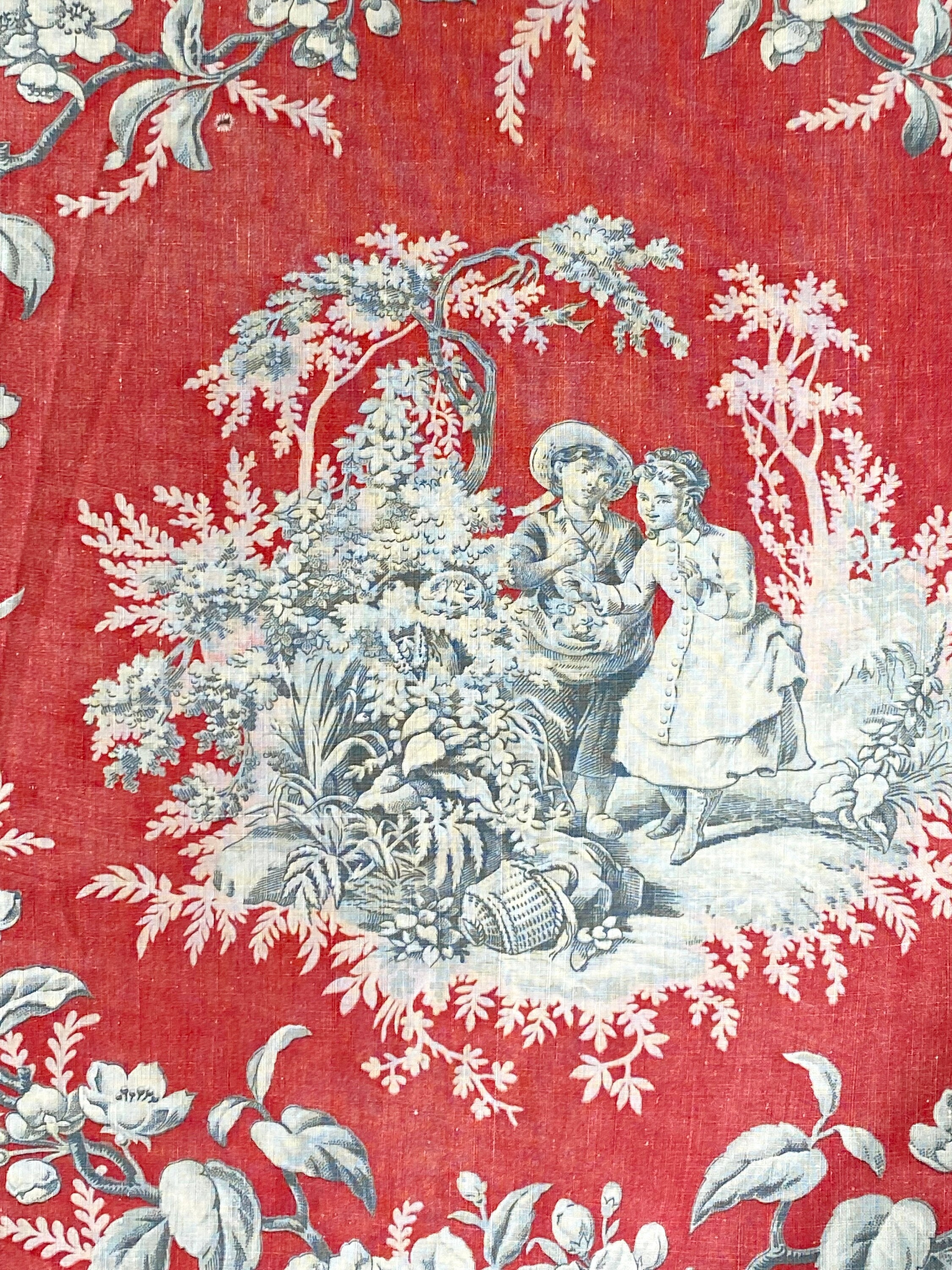 Antique French Toile 1808 Cupids and Medallions Toile De Jouy 