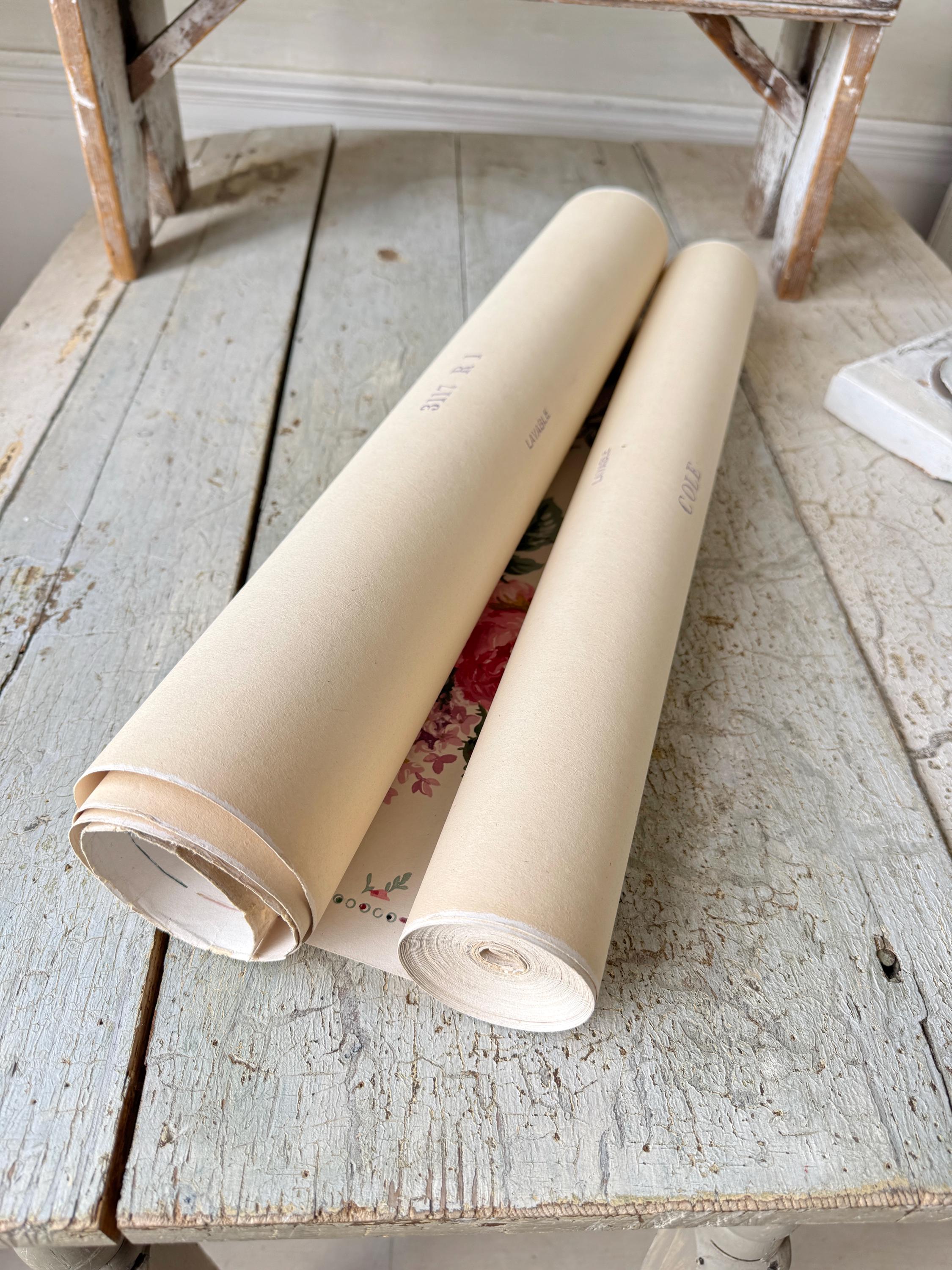 12.4 French Wallpaper Roll Roses Lilas Zuber Cole & Son 1950s Pink