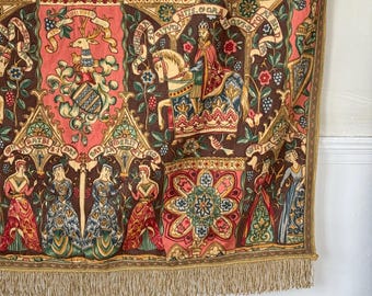 55x46 ヴィンテージ フランス 中世リバイバルスタイル タペストリー