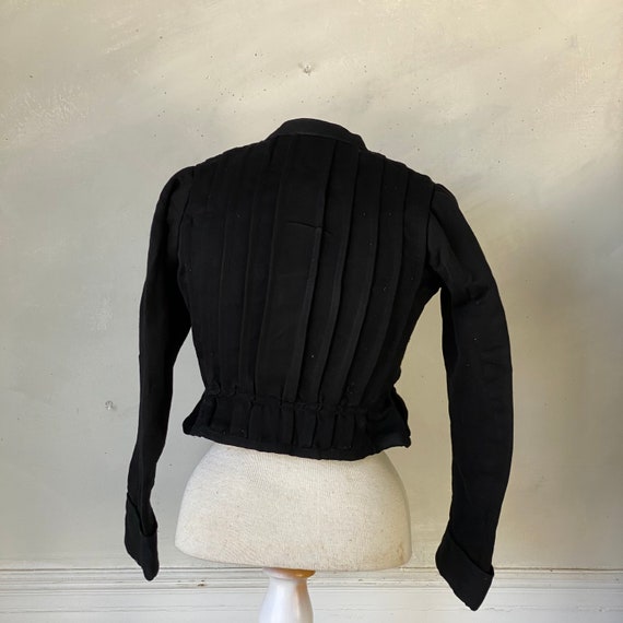 Black Cotton Bodice Early 1900s Snap Up Blouse Bl… - image 4