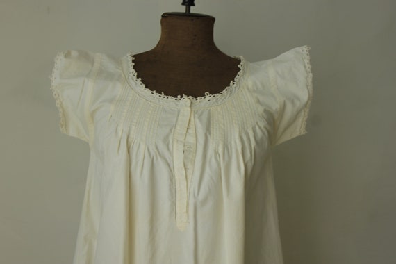 White French cotton night shirt nightgown c1900 s… - image 1