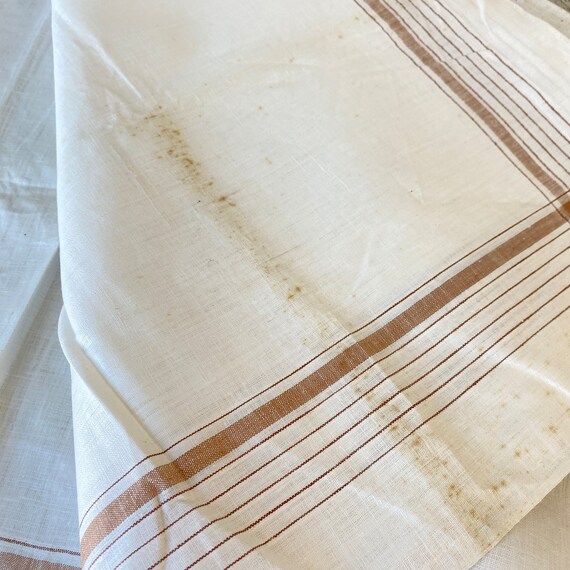 5 Antique French handkerchiefs brown stripe strip… - image 9