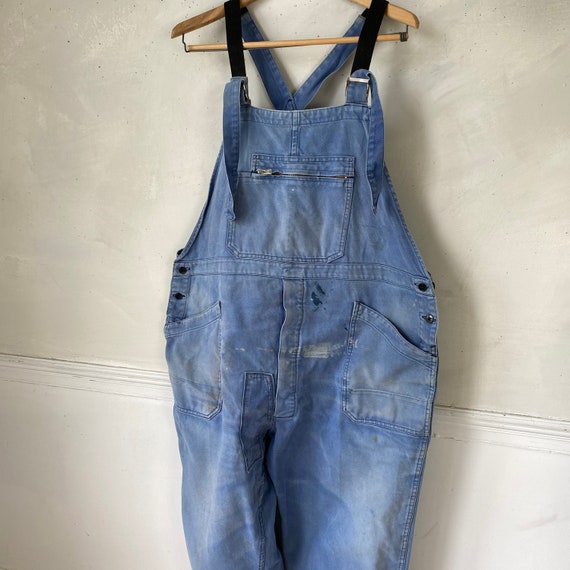 Vintage Overalls French Blue Denim 1940s 44 inch … - image 5