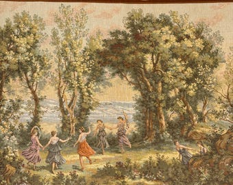 48x37 Vintage Francuska zieleń antyczna gobelin ścienny wiszący na ścianie Zamek Castlecore zniszczony domek wiejski zamek wystrój domu styl