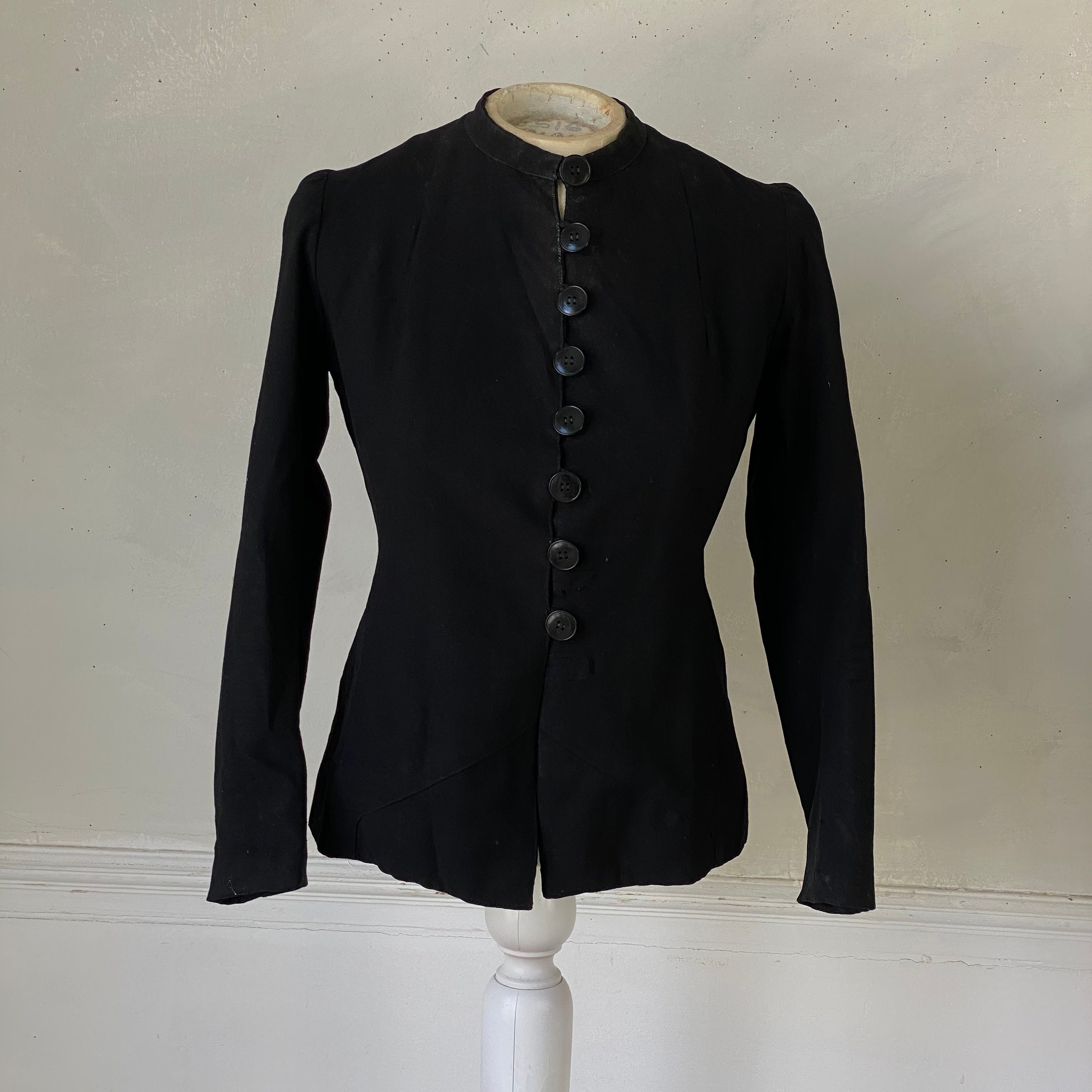 Black Button up Jacket French Coat Pieced Lining Jacket 1900 - Etsy
