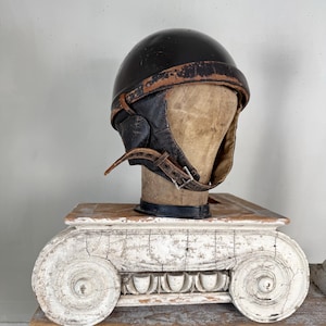 50er Jahre Geno Paris Französischer Vintage Motorradhelm Leder Kopfschutz Metall inspiriert Wohnkultur Wandkunst Erinnerungsstücke dekorative Altus