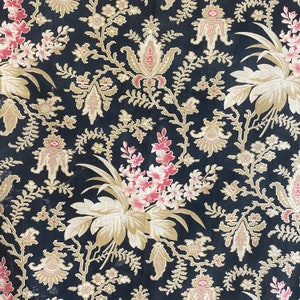 French Antique Fabric 1880 Embroidered Look  Printed Cotton  black  light to Medium Weight Fabric eco-friendly