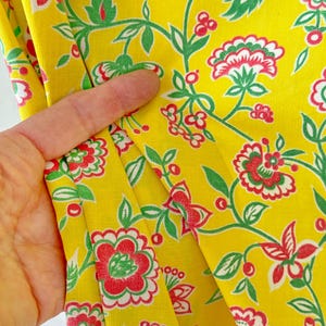 123X50 Tecido de cortina francesa vintage AMARELO coral verde branco retrô padrão floral fazenda decoração country arte de parede têxtil cores brilhantes