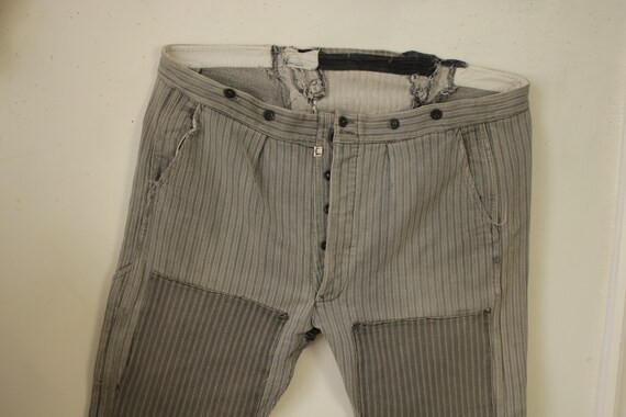 French Workwear Pants or Trousers Gray Striped Pa… - image 6