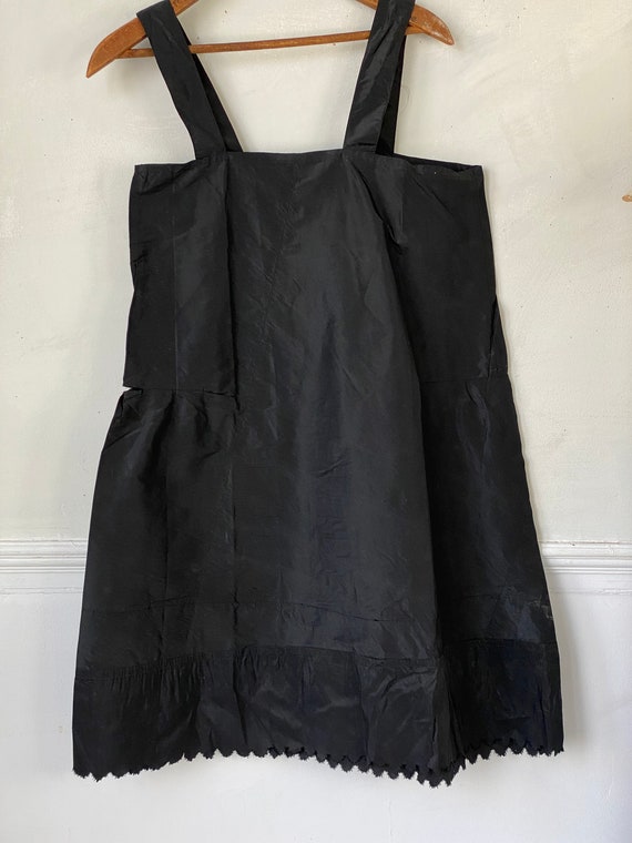 Antique Black Silk Slip French Workwear Silk Slip… - image 3
