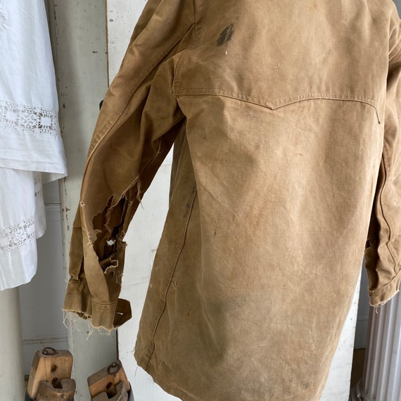 Work wear Vintage Canvas Jacket Heavy Brown Cotto… - image 6