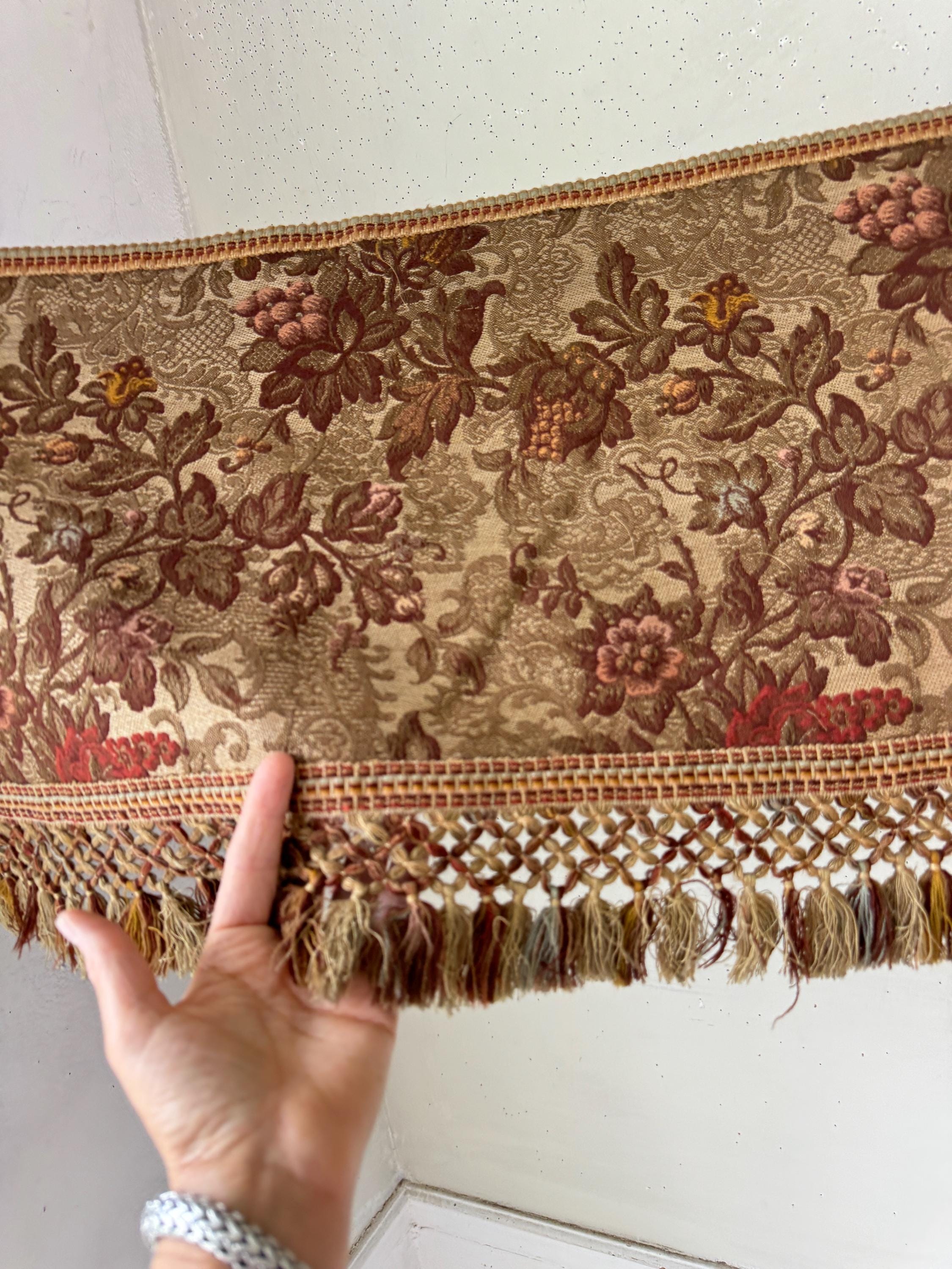 Grand rideau antique rouge foncé, France vers 1890, décoloré