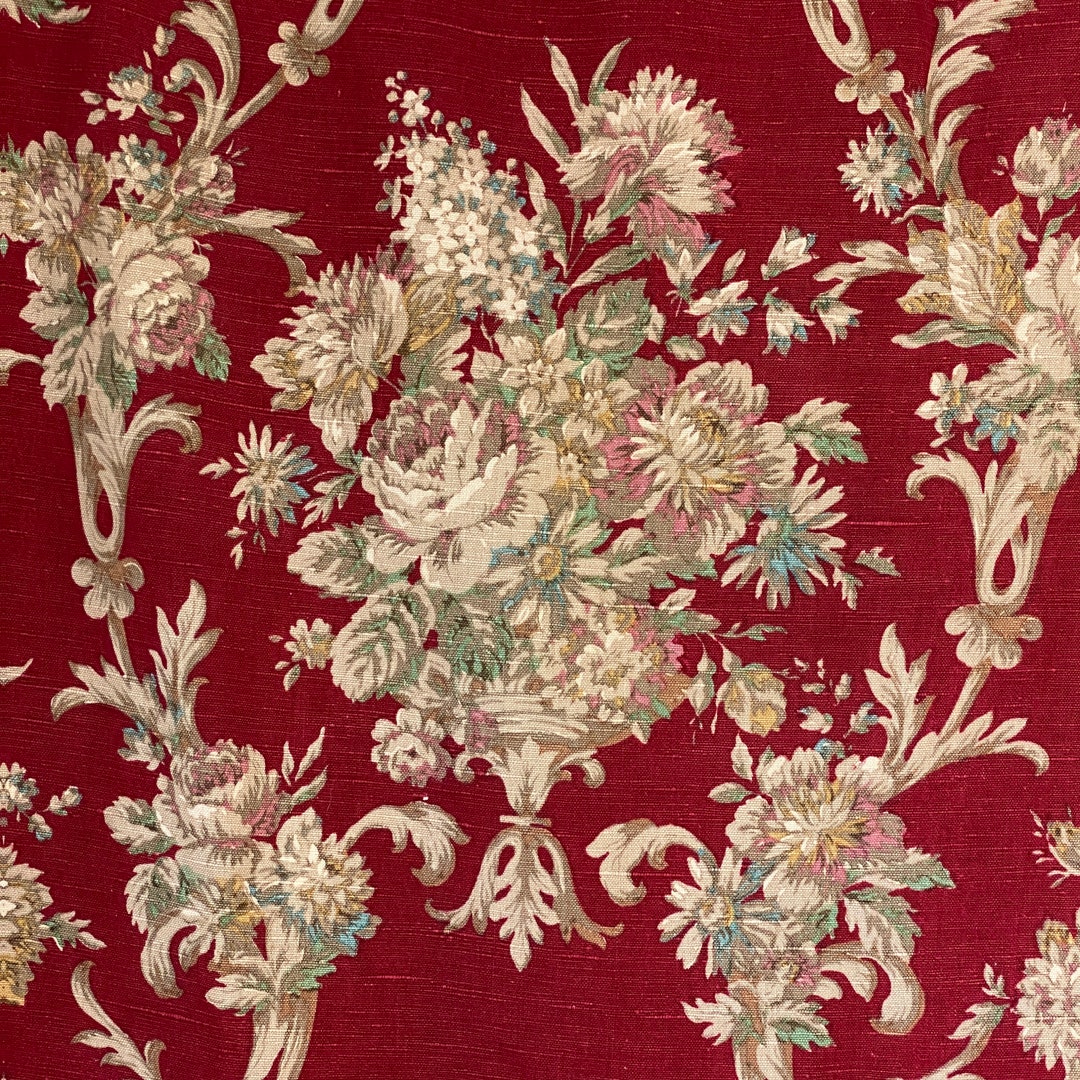 SOFT Fabric Vintage American Curtain Red Rococo Floral Design Heavy ...