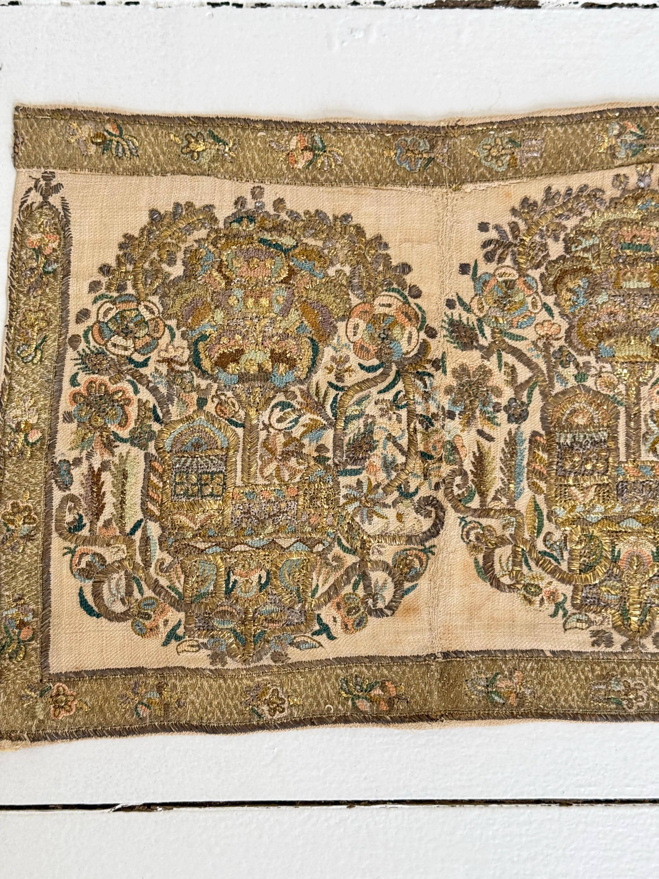 1600's Embroidered Baroque Metallic Embroidery Spanish Italian Altar ...