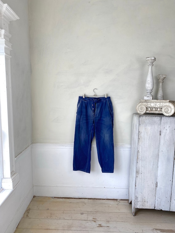 1910s French インディゴリネン ワーク/メカニック トラウザーズ