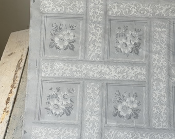 Bloc de papier peint antique de 25 pouces imprimé floral blanc gris revêtements muraux botaniques ferme française château chic décor neutre