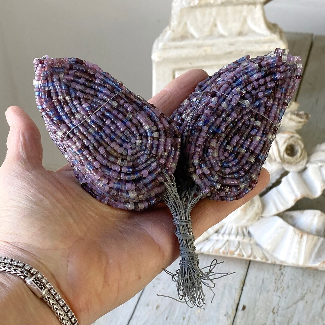 Vintage French Beaded Flowers Petals Microbeads Micro Beads Etsy