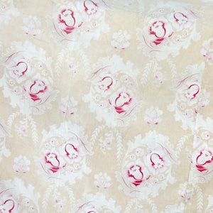 84x82 FADED FLORAL 1900 Art Nouveau Antique French fabric European from France country farmhouse  décor  The Textile Trunk Unique