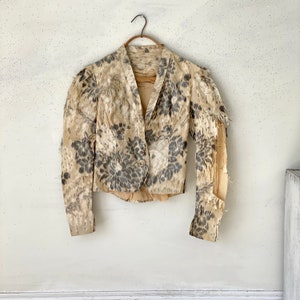Vintage White Blouse French Cotton Damask Shirt c1900 Boho steampunk eco-friendly