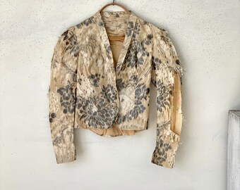 Camicia bianca vintage in cotone damascato francese, c1900, stile boho steampunk, ecologica