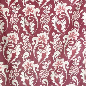 Antique burgundy and white French fabric Art Nouveau design material floral print printed design fabric Textile TrunkUnique window treatment