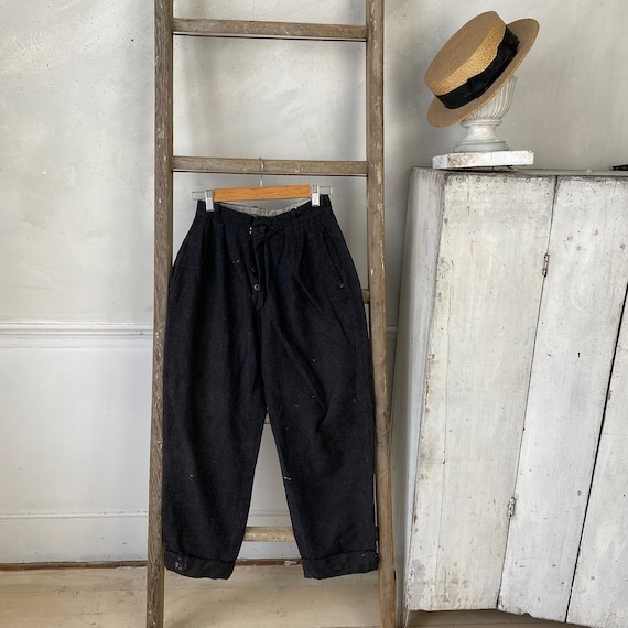 Petite French Wool Blend Pants 1940s-50s Trousers Wool Pants