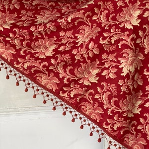 99x41 Antique 1860 Red curtain with Passementerie trim Red old French country cottage style The Textile TrunkUnique window treatment