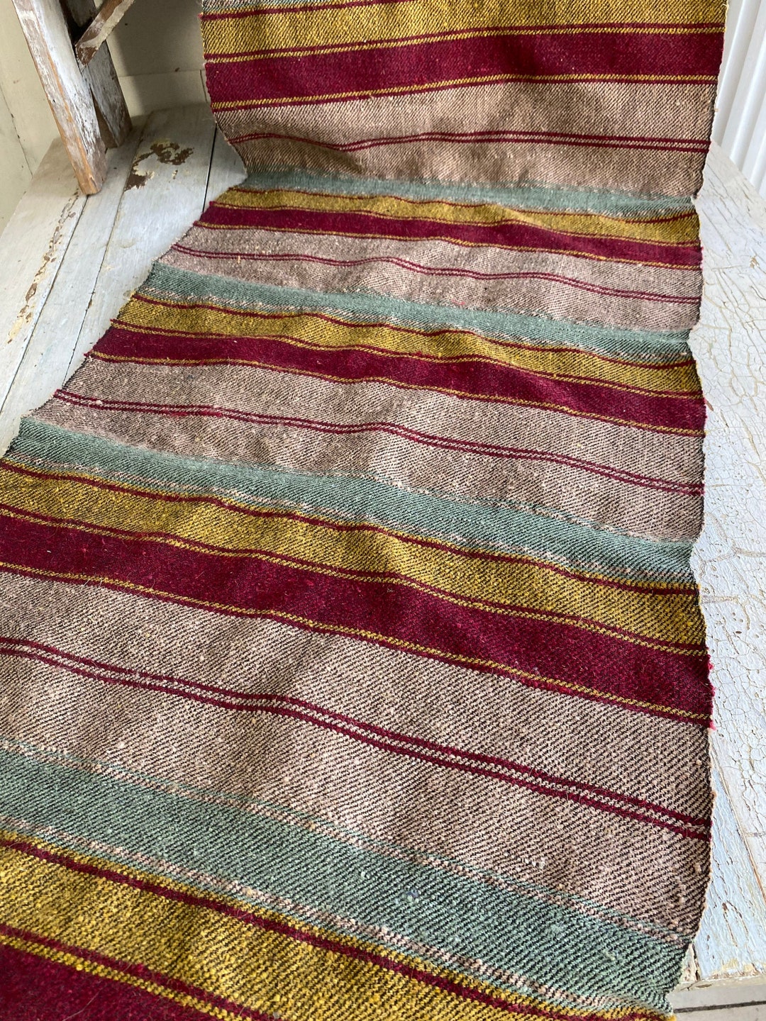 Materiale tessuto di lana Homespun antico oro rosso verde Etsy Italia