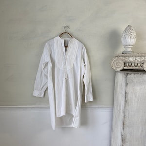 C 1940 Franse antieke witte katoenen blouse shirt vintage kleding kleding hoge kwaliteit textiel koffer boho steampunk milieuvriendelijk