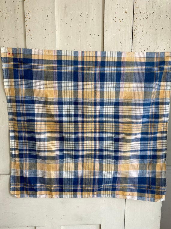 Bandana neckerchief Antique French Plaid  blue  G… - image 8