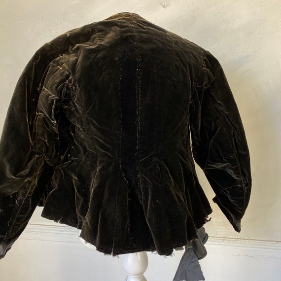 Black Velvet Bodice Damaged Button Up Blouse Quil… - image 5