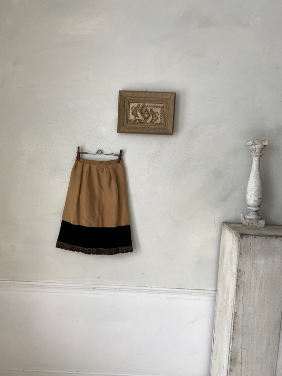 Antique Wool Silk Skirt French Victorian Garment … - image 2