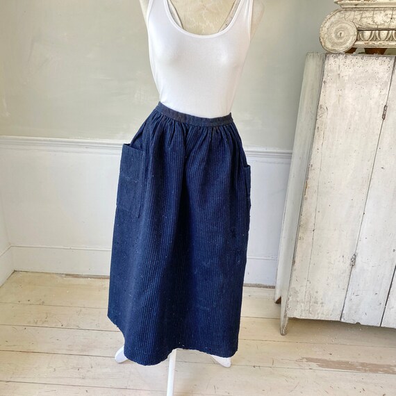 Antique Blue Work Skirt late 1800s early 1900s French… Gem