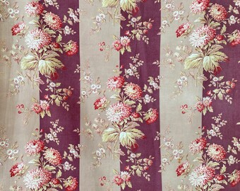 Craft Floral Cotton Fabric ca Orange and Pink Flowers Antique French Cretonne 1920 *BY the PIECE* Decor Dolls