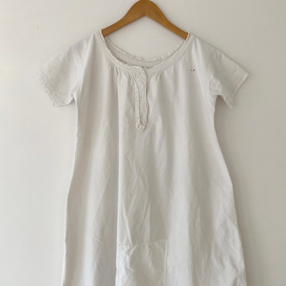 Charming Patched Pieced Mended Cotton chemise shi… - image 5