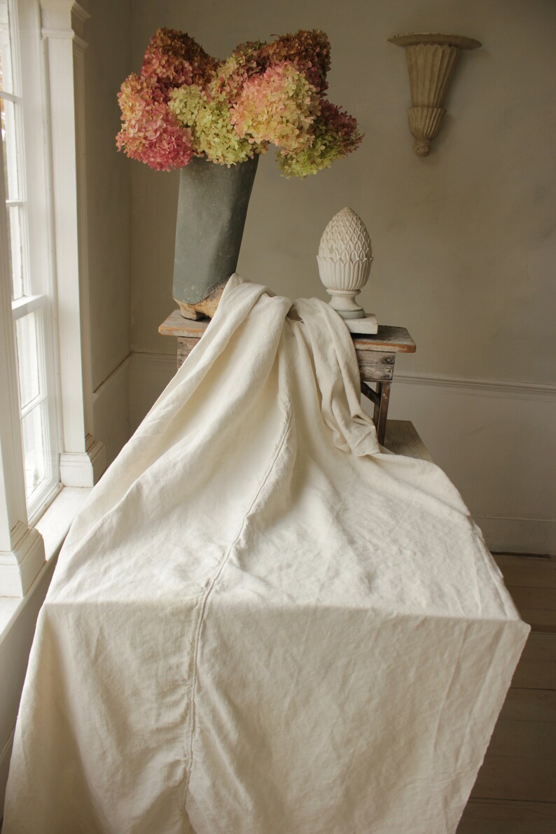 Linen Antique Vintage Sheet Fabric French Organic Material 44 Etsy