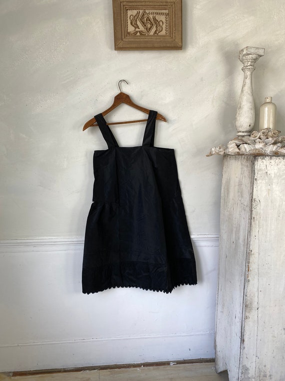Antique Black Silk Slip French Workwear Silk Slip… - image 2